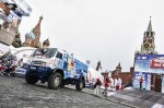 SIlk Way Rally 2013 - Eduard Nikolaev (driver), Evgeny Yakovlev (co-driver), Vladimir Rybakov (co-driver) perform prior the Silk Way Rally in Moscow, Russia on July 5th, 2013 // Denis Klero/Red Bull Content Pool // P-20130706-00070 // Usage for editorial use only // Please go to www.redbullcontentpool.com for further information. //