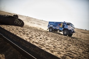 SIlk Way Rally 2013 - Eduard Nikolaev (driver), Evgeny Yakovlev (co-driver), Vladimir Rybakov (co-driver) race during the 4th stage of Silk Way Rally from Astrakhan to Elista, Russia on July 10th, 2013 // Denis Klero/Red Bull Content Pool // P-20130716-00089 // Usage for editorial use only // Please go to www.redbullcontentpool.com for further information. //